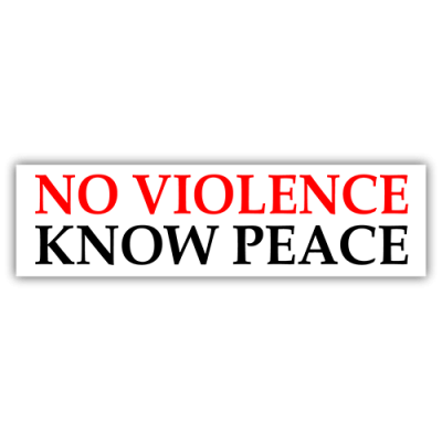 No Violence Know Peace - Small Bumper Sticker | 245